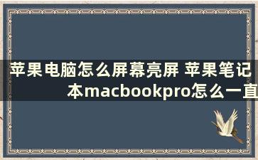 苹果电脑怎么屏幕亮屏 苹果笔记本macbookpro怎么一直亮屏